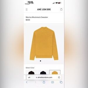 Aimé Leon Dore Marina Mock Neck Wool Sweater, Sm